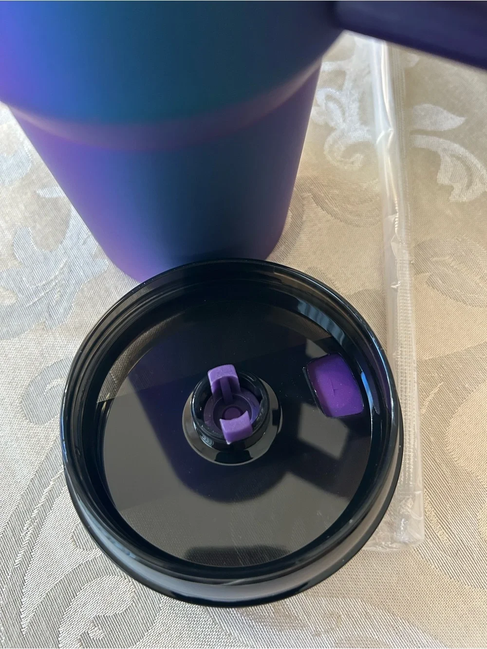 Iridescent Blue-Purple Travel Mug with Handle - Double-Wall Insulated